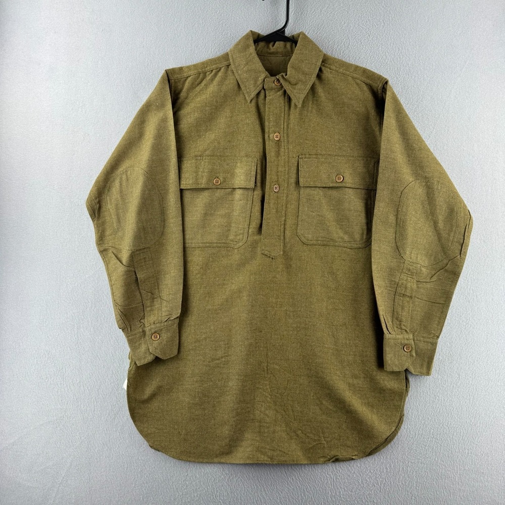 WWI US ARMY Wool Shirt Fits Mens Large Pullover Tunic 1918 Military Antique
